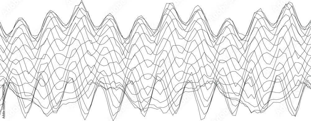 Poster abstract wave pattern design with complex line art for creative backgrounds and decor.