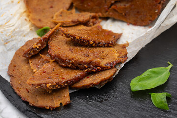 Pastrami seitan, vegan meat alternative