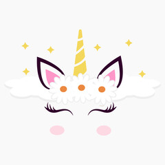 Magical Unicorn Character for Children's Birthdays, Invitation Blank, No Text, Vector Illustration, Daisies