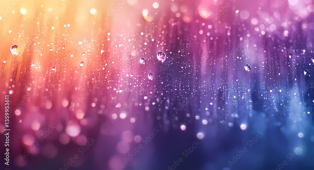 Poster Rainbow of Reflections: A close-up abstract view of a colorful spectrum of light and water droplets, creating a dreamy and ethereal ambiance