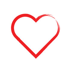 Red vector heart frame icon brush stroke