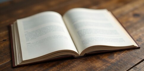 Obraz premium Wooden trifold brochure with pages open on a table, revealing printed content inside , business, marketing materials