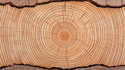 Naklejka premium Wood Texture concept. Cross cut wooden log texture with detailed annual rings