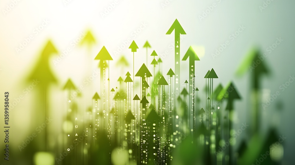 Poster a series of arrows in motion soaring through the open air against a plain white background evoking e