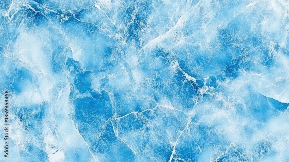 Poster textured icy blue marble background with intricate patterns and light reflections, ideal for design 