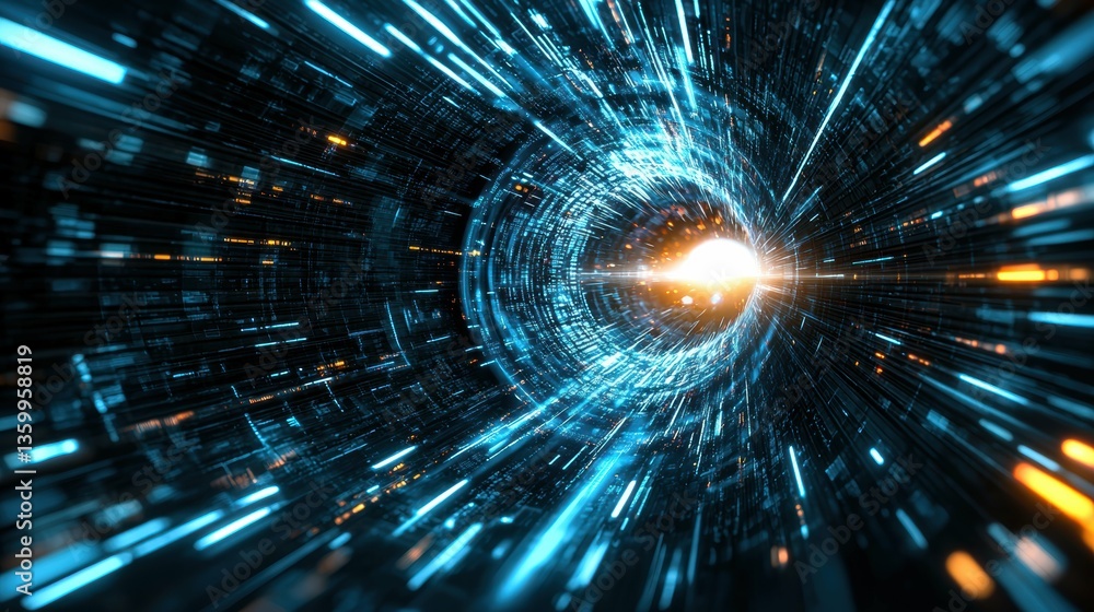 Aufkleber exploring the energy of light speed travel digital universe motion graphics futuristic environment a