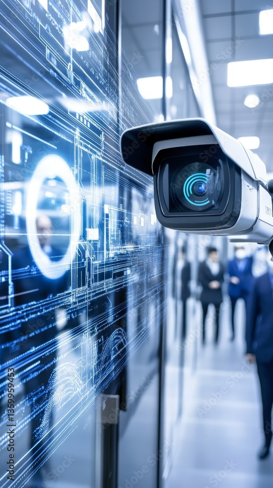 Poster advanced facial recognition technology enhancing security measures in property management