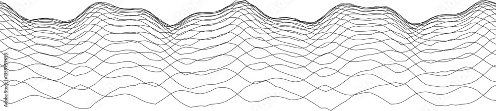 Poster abstract black and white wave pattern for modern design projects.