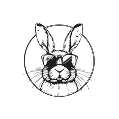 black and white rabit vector illustration