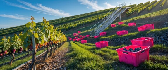 To preserve the steep slopes of vineyards, winemakers have created an intriguing system of rail lifts to transport the grapes.