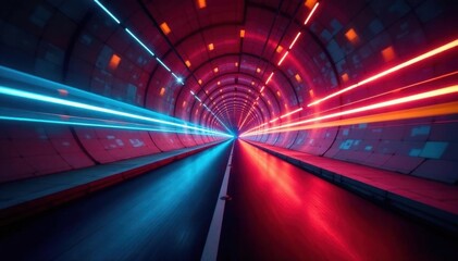Vibrant light streaks paint an abstract tunnel, long exposure , lines, pattern, abstract