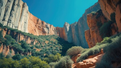view of the cliff, climbing zone in sector