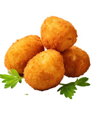  Delicious golden croquettes ready for serving on transparent background