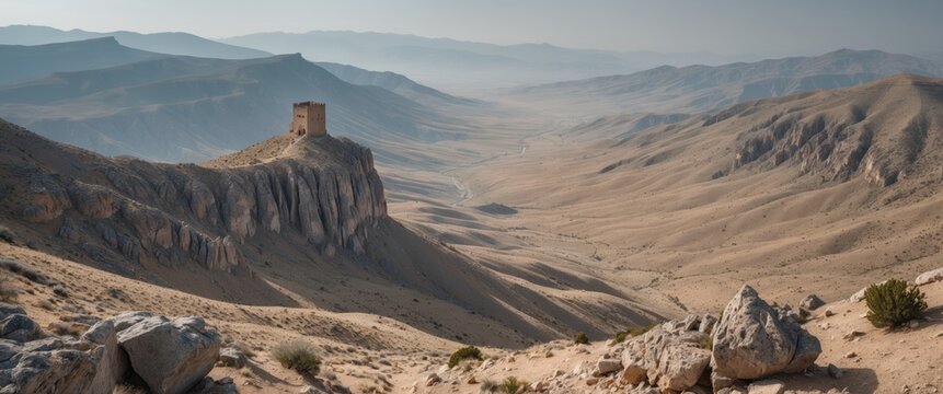 A Mountain Ridge At The Controversial Boundary Featuring Clearly Evident Remnants Of An Ancient Monastery Tower