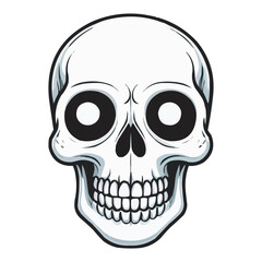 Black and White Skull Illustration. Detailed Line Art. Detailed Black and White Skull Illustration. Vintage human skull concept