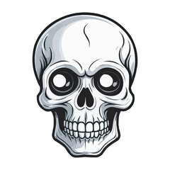 Black and White Skull Illustration. Detailed Line Art. Detailed Black and White Skull Illustration. Vintage human skull concept