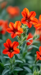Fototapeta premium Vibrant Red Calibrachoa Flowers Closeup Bloom