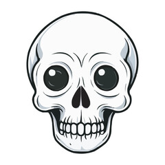 Black and White Skull Illustration. Detailed Line Art. Detailed Black and White Skull Illustration. Vintage human skull concept