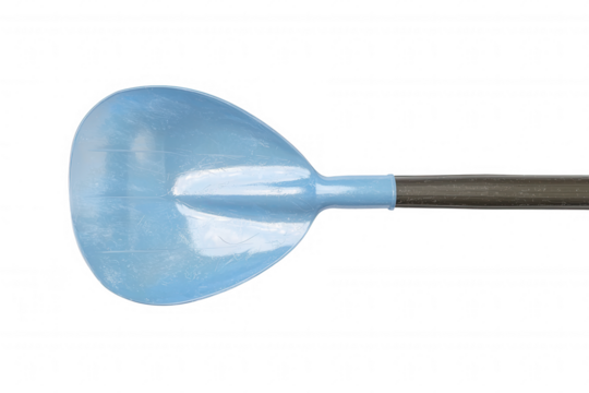 Close-Up View of Blue Kayak Paddle Blade with Dark Gray Shaft