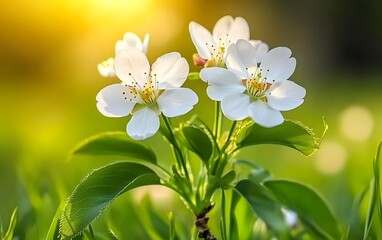 Obraz premium Stunning White Blossoms Spring Flowers Sunlight Nature