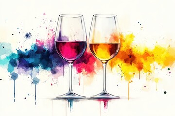 Colorful celebration of wine and creativity at a minimalist art night event for friends and enthusiasts