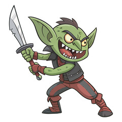 A goblin cartoon character sticker. Menacing Blue Goblin Monster Cartoon Illustration. Mythical Goblin Clipart. Cartoon Goblin with Sharp Teeth. Angry Troll Character for Fantasy & Gaming Designs