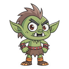 A goblin cartoon character sticker. Menacing Blue Goblin Monster Cartoon Illustration. Mythical Goblin Clipart. Cartoon Goblin with Sharp Teeth. Angry Troll Character for Fantasy & Gaming Designs