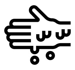 Hand icon with sweat drops, representing heat, discomfort, or a burning sensation on skin.