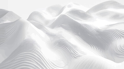 Close-up shot of white fabric with soft, flowing folds and drapes. The texture shows subtle lines and curves creating a wave-like pattern.  The image is predominantly white with subtle variations