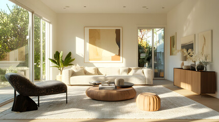 Modern Minimalist Living Room Interior Design with Natural Light