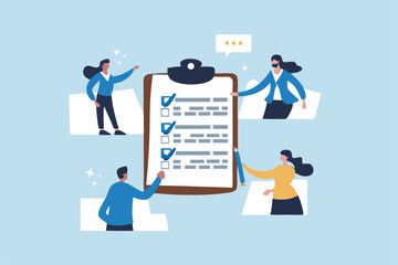 Meeting agenda, strategy planning communication, checklist or todo list for teamwork, brainstorm or work discussion, task or meeting reminder clipboard, business people meeting with agenda checklist.