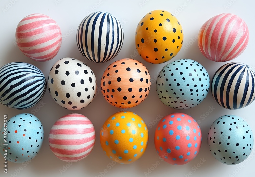 Poster colorful decorative eggs with unique patterns in various designs ideal for easter or spring festivit