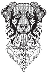 Adult coloring book, Hand drawn dog design for coloring, mandala doodle art coloring pages, amaizing dogs