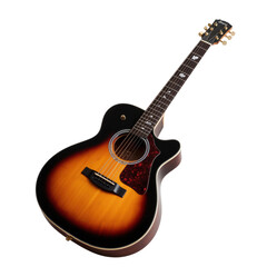 Sunburst Acoustic Guitar Showcasing Cutaway Design with Black Binding