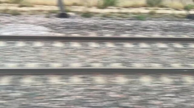 Dynamic Trackside Scene From Window of Moving Train