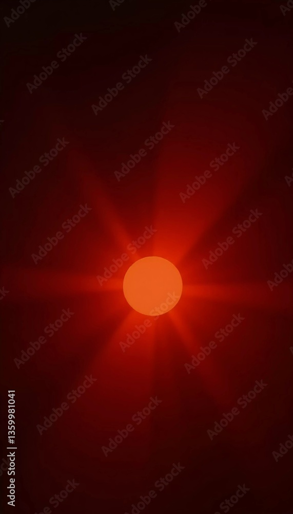 Poster A fiery orb glows in the sky, casting a warm red hue across the atmosphere as the day gives way to the enchanting calm of twilight. The serene beauty captivates all Generative AI