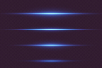 Blue light lines. The shine of horizontal laser beams.