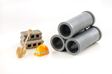 工事現場　劣化した水道管の更新イメージ