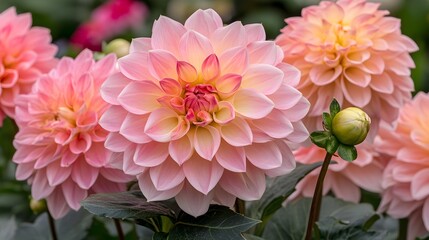 Fototapeta premium Stunning Pink Dahlia Blooms Close Up Photography