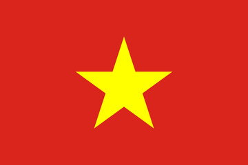Classic flag Vietnam. Official flag Vietnam with size proportions and original color. Standard color and size. Independence Day. Banner template. National flag Vietnam with coat arms.