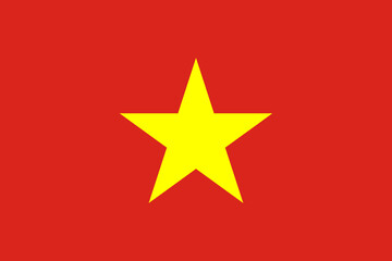 Classic flag Vietnam. Official flag Vietnam with size proportions and original color. Standard color and size. Independence Day. Banner template. National flag Vietnam with coat arms.
