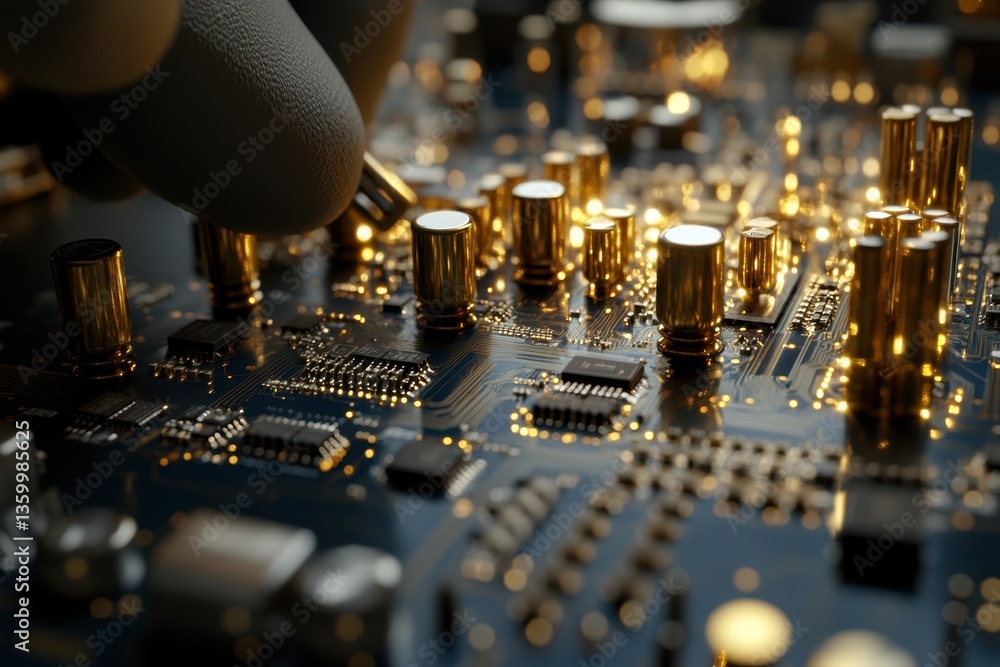 Poster precision assembly of electronic components on a circuit board in dim lighting
