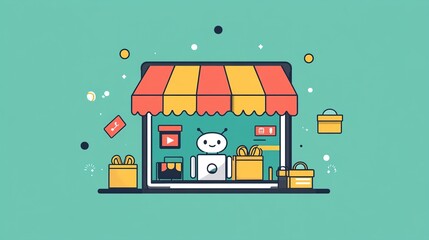 Chatbot provides personalized shopping advice at online store with engaging interface and vibrant colors