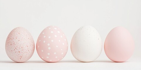Easter eggs in pastel colors isolated on white background. Set of hen's eggs