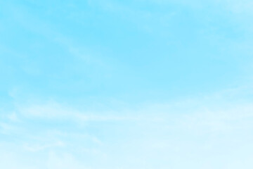 Blue pastel sky with white fluffy cloud. Cumulus clouds background. Cloudscape morning sky. The concepts of freedom of life, never give up and positive though energy.