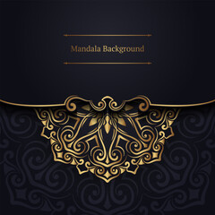 Black background with gold mandala ornaments