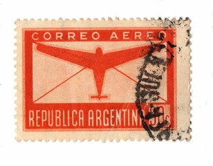 Vintage postage stamp from Argentina on a white background.