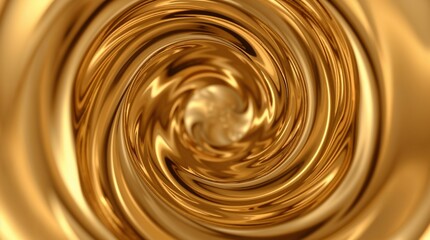 Swirling golden liquid creating a luxurious and dynamic spiral effect