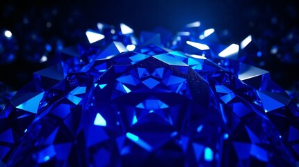 Abstract blue crystal surface, glossy texture, reflective design, copy space