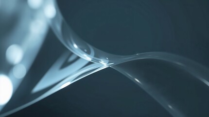 Sleek transparent wave, soft illumination, modern design, copy space